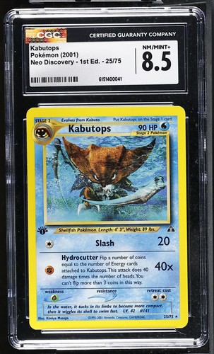 Kabutops (1st Edition) graded CGC 8.5 for sale on eBay