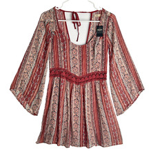 Hollister Flared Sleeve Open Back Crochet Lace Boho Flowy Dress Womens M NWT $50