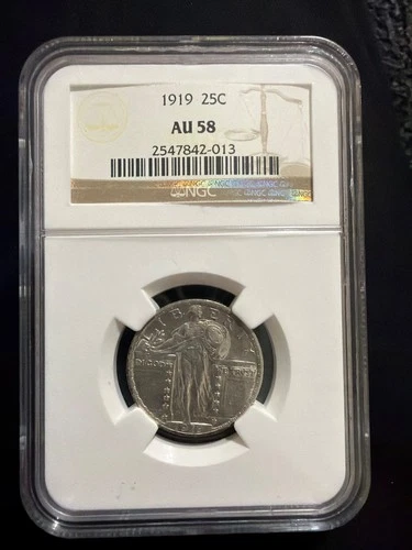 1919 Standing Liberty Quarter - 25c NGC AU58 - Lovely Example!