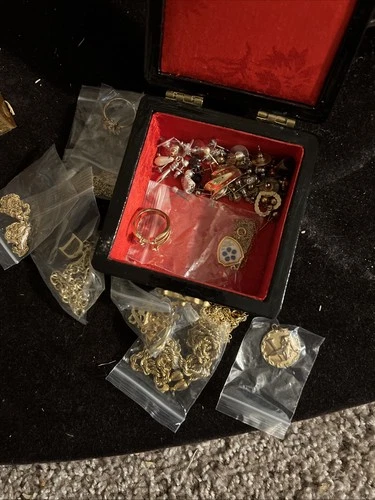Vintage Gold Tone Costume Jewelry Lot With Beautiful Asian Jewelry Box