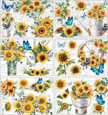 Rub on Transfers for Crafts and Furniture Stickers, Sunflower Butterfly Vintage