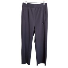 Adidas LARGE Wide Leg High Waist Pants Leg Seam Zip Pockets Athleisure Preppy