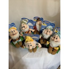 6 Walt Disney Snow White Seven Dwarfs Stuffed Plush NEW On Card 11 Inch