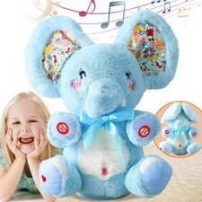 Baby Blue Peek A Boo Elephant Plush Stuffed Singing Elephant, Repeat What You Sa