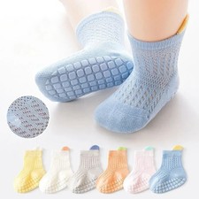 Thin Anti-slipping Infant Girl Socks Cotton Hollow Contrast Mid Tube Baby Girl S