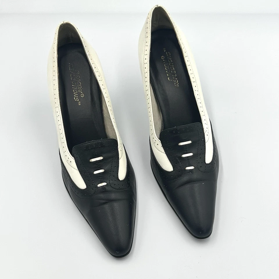 Beacon Reflections Vtg 90s Black/White Oxford Style Heels Women 8W - Image 2 of 4
