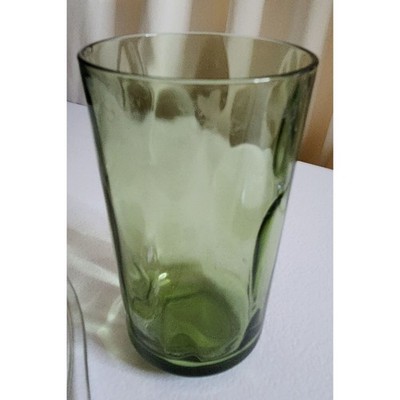 Hazel Atlas Lyric Avocado Green Tumbler Vintage Mid Century Glass Drinkware