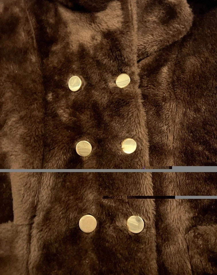 Abrigo Vintage Sears Fashions Marrón Imitación Piel Dorado Botones Bolsillos Chaqueta Años 70 Foto 4 de 4