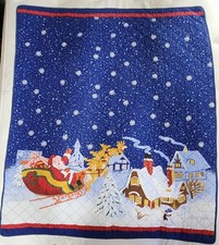 Jolly Santa Reindeer Textured Quilted Throw Blanket 55 x 44 Inches