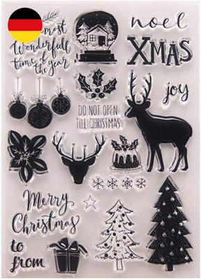 Merry Christmas Tree Decor Hirsch Elch Noel Joy Clear Stempel für Karten Basteln
