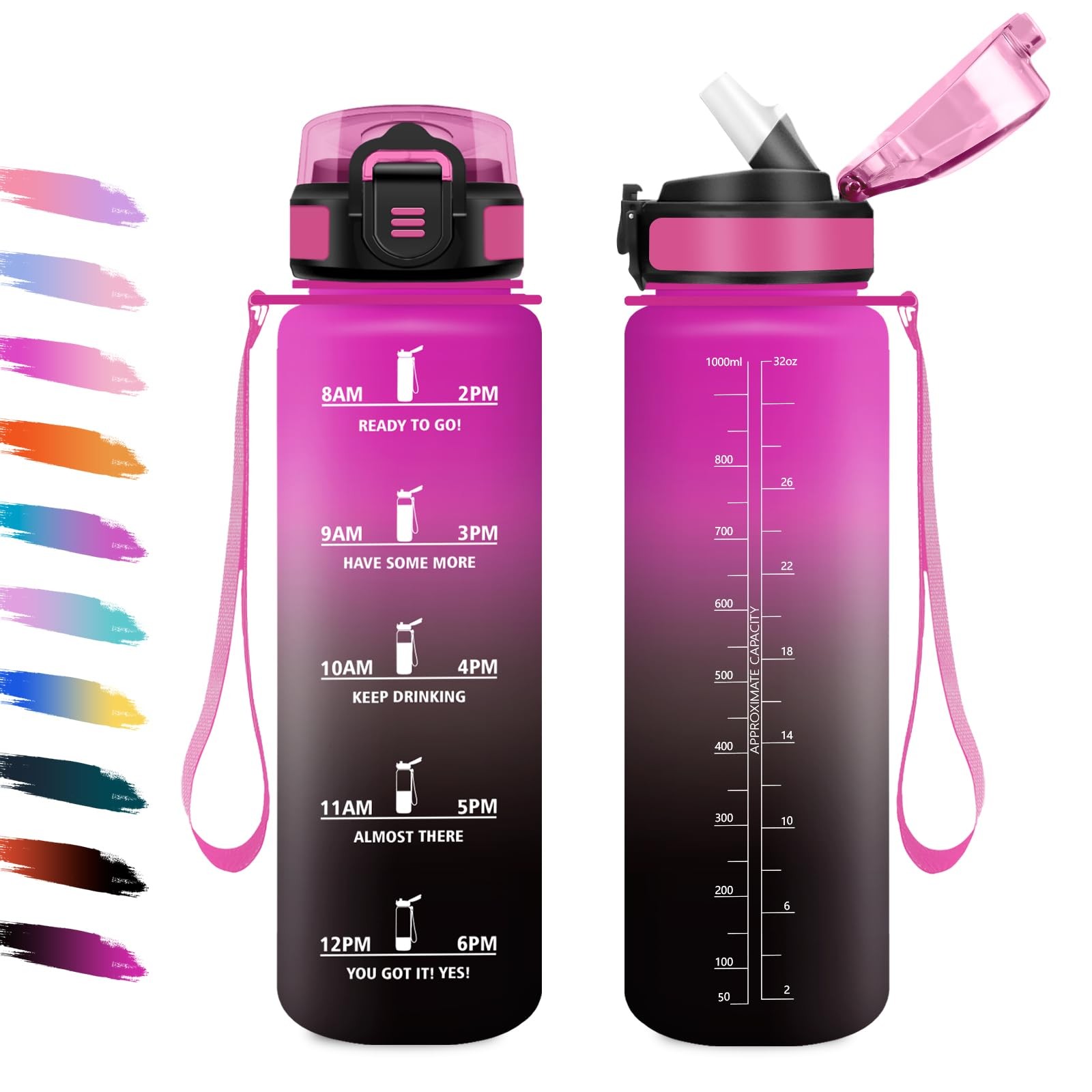 Gourde sport 1L pour boire plus d'eau facilement avec suivi horaire motivant