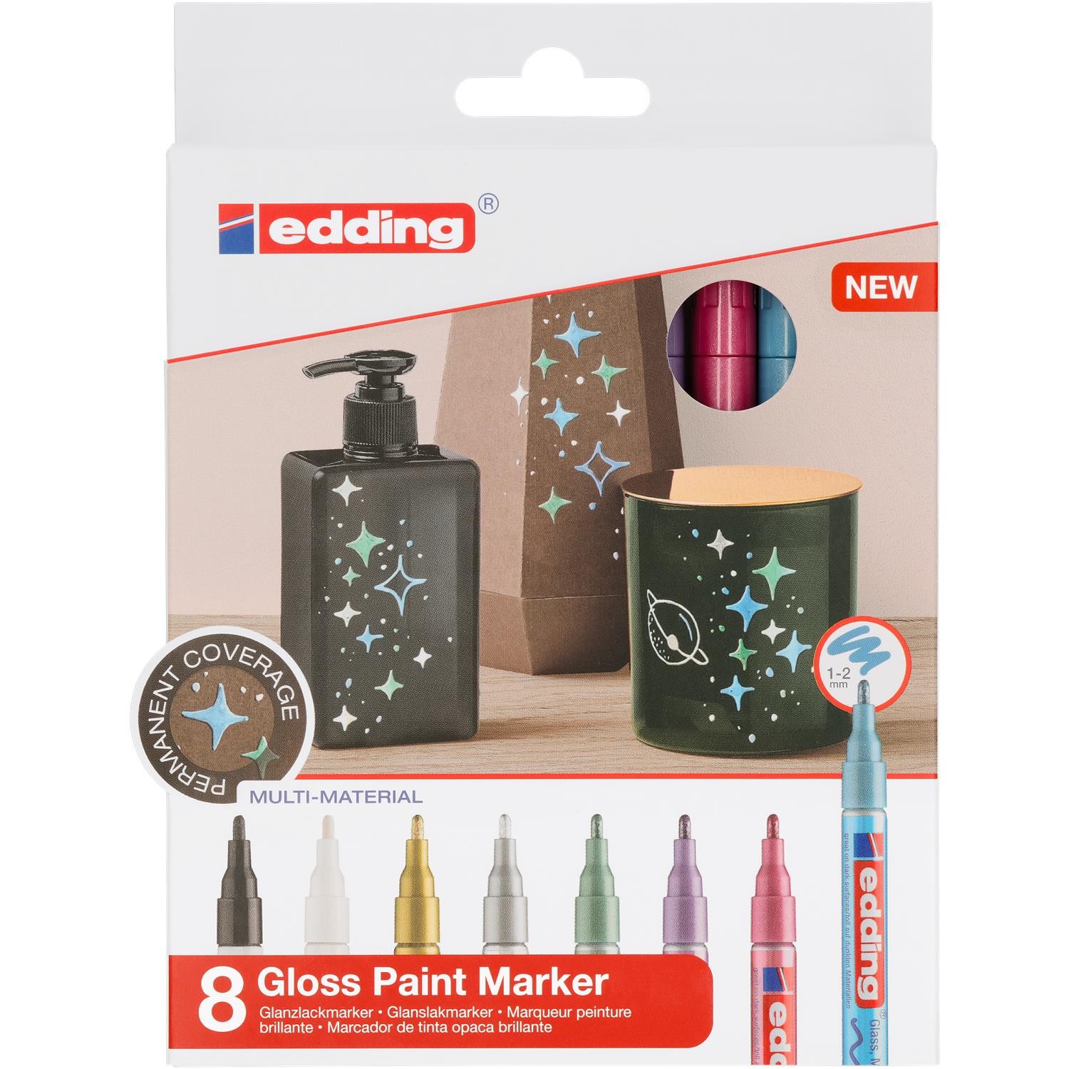 Marqueur Peinture brillante edding 751 étui de 8 feutres opaques étanches pour tout support