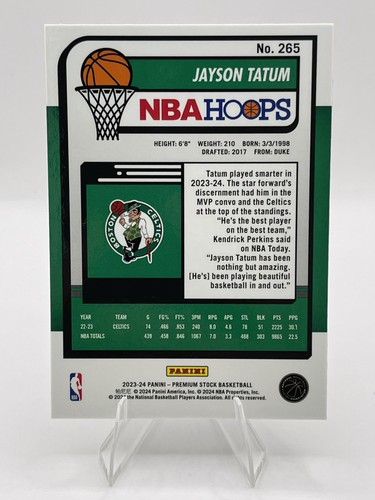 2023-24 Jayson Tatum - Boston Celtics - Hoops Premium Stock Base Set #265 - Picture 2 of 2