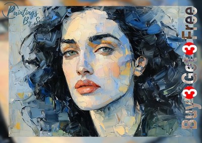 Porträt 5''x7'' Druck auf mattem Papier | Ausdrucksstarkes weibliches Gesicht Wandkunst