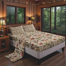 Print Bed Sheets Wild Butterfly Outdoor Leaves Decor Set for Teens Adults Hip...