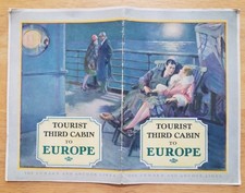 CUNARD & ANCHOR: "Tourist Third Cabin" DAMAGED 1920S BOOKLET - PHOTOS