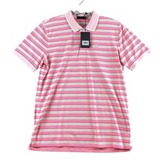 G/Fore Mens Blush Pink Striped G4 Golf Polo Shirt G4MS23K183 XL New