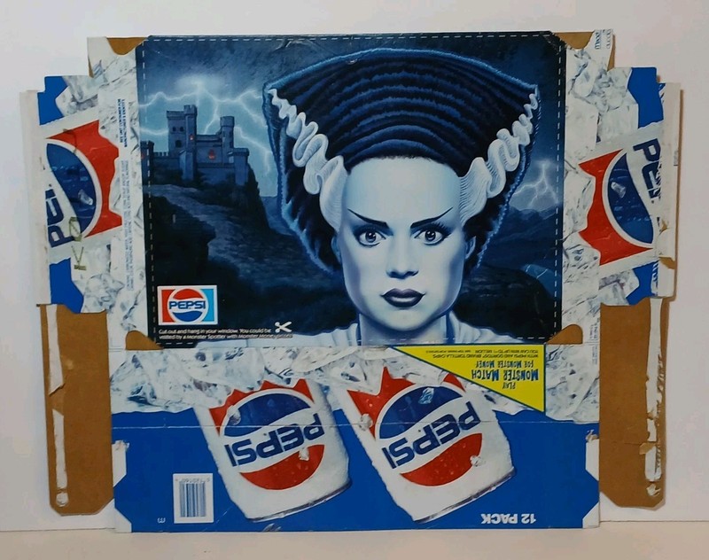 1991 Rare Vintage Bride of Frankenstein Pepsi 12 Pack Carton Universal Monsters