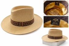 Vintage Newport Cotton Fedora Hat Small 6 3/4  6 7/8 Made Korea Panama Style