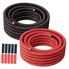 10 Gauge Wire (Each, Red/Black), Low Voltage Primary Automotive 25FT Black+Red