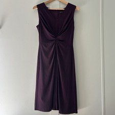 David Meister Women 10 Sheath Knee Dress Ruched Front Sleeveless Draped Purple