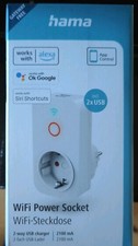 Hama 176612 WLAN-Steckdose, 2x USB, Sprachsteuerung Alexa und Google