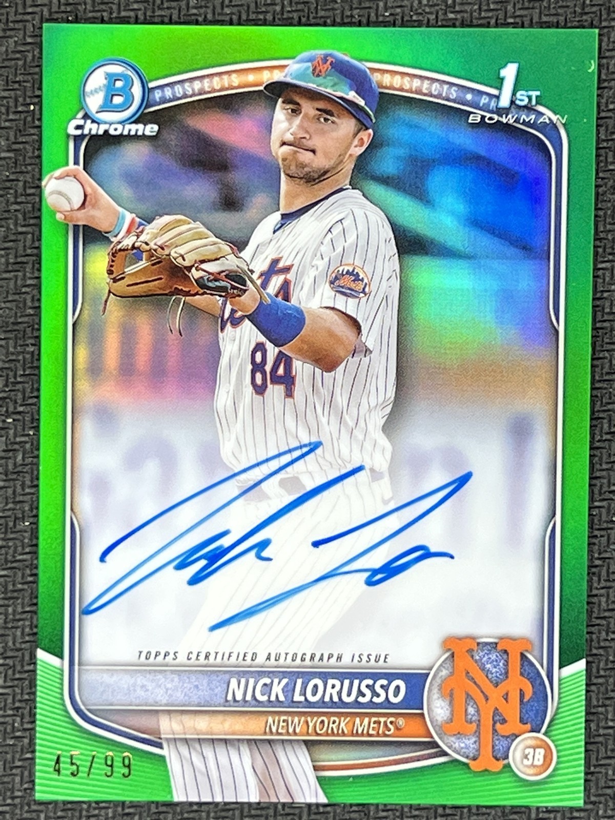 2025 Topps Bowman Chrome Prospects Green CPA-NL Nick Lorusso 1st Auto 45/99 Mets
