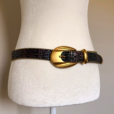 Styles by St. John Women&rsquo;s Black Skinny Waist Belt w/ Gold-Tone Metal Buckle