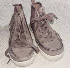 NEW Billy Shoes Big Kid Size 1 Gray Canvas Zipper Lace Up Sneakers NEVER WORN