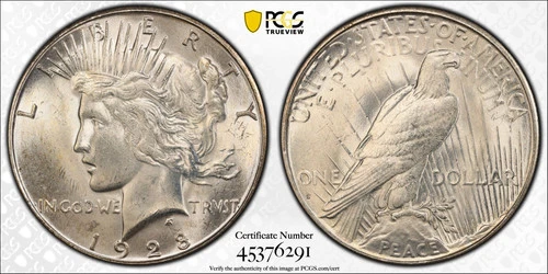 1928-S PEACE DOLLAR PCGS MS63