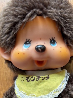 ぬいぐるみ VINTAGE MONCHICHI BLUE EYES 70s Monchhichi Sekiguchi Blue Eyes Funny Brown Monkey Plush
