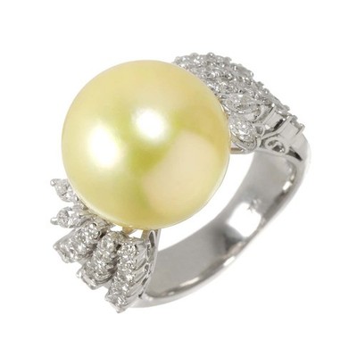South Sea pearl 13.5mm Diamond Ring 18K K18 WG size5-5.25(US) 90313931