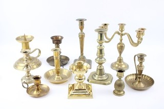 Vintage Brass Candlestick Holders Singles Of Various Styles And Size 4904g
