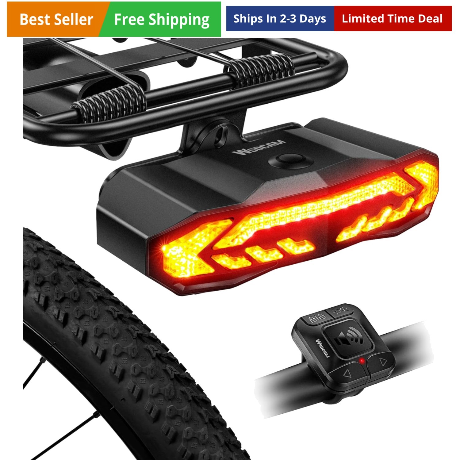Smart Bike Tail Light for Cargo Rack with Turn Signals and Brake Light, Auto ...