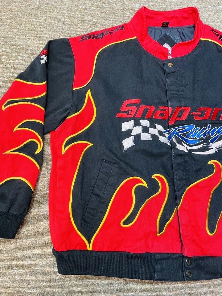 Jaqueta masculina Snap On Racing Flames grande vintage - Imagem 4 de 4