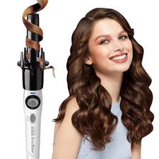 KISS Instawave Deluxe Auto Rotating Curling Iron 2-Way Rotation 1” Ceramic Wand