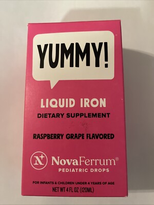 YUMMY NovaFerrum Pediatric Drops Liquid Iron Raspberry Grape Flavored 02/26