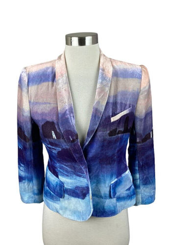 Anthropologie Sophie Duran Floating Fjords Velvet Blazer Jacket 2 Art to Wear - 第 1/4 張圖片
