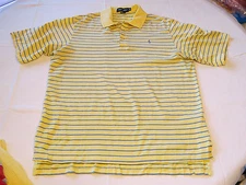 Polo Golf Ralph Lauren Mens short sleeve polo shirt M yellow cotton striped GUC@