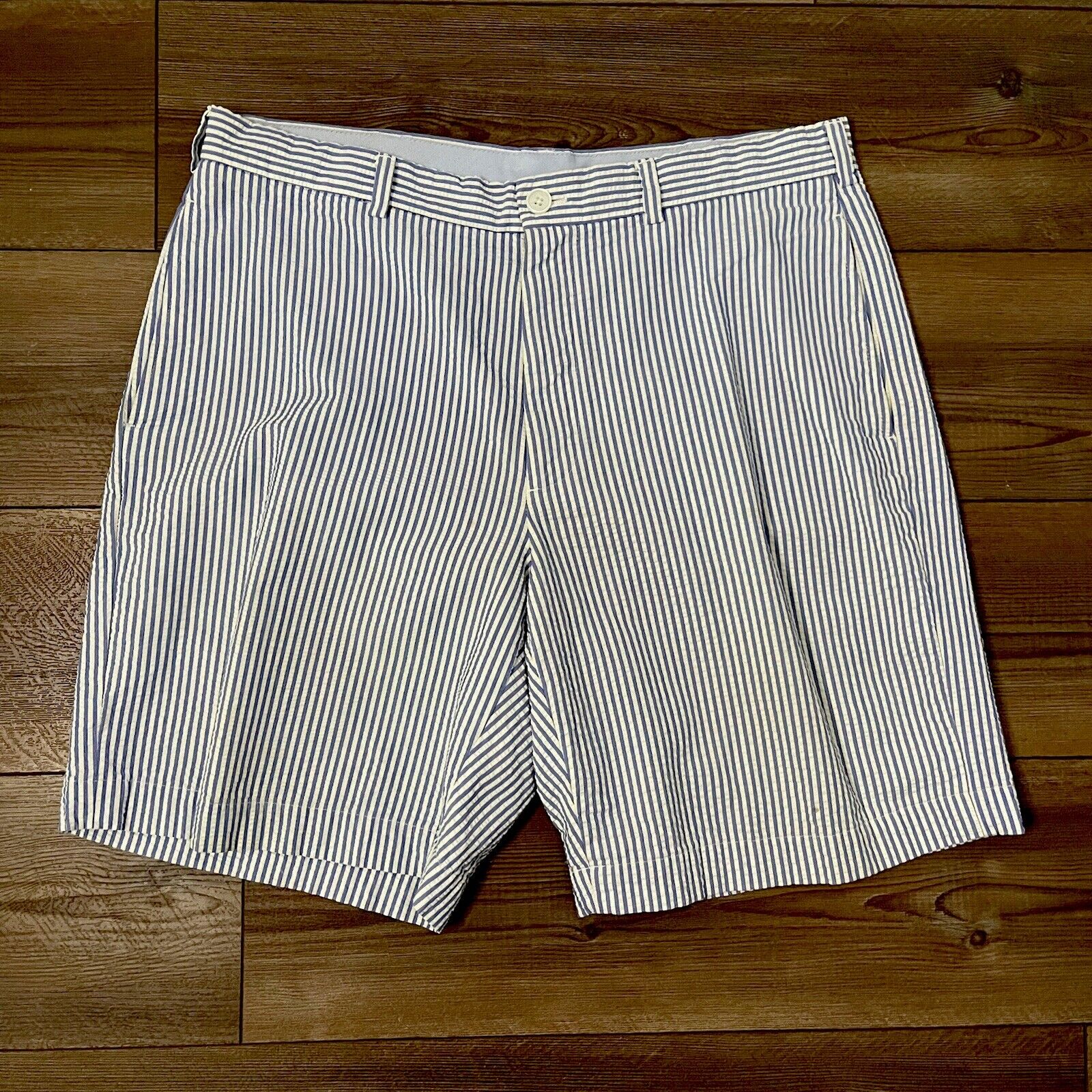 Brooks Brothers seersucker shorts men 36 Blue Whi… - image 1