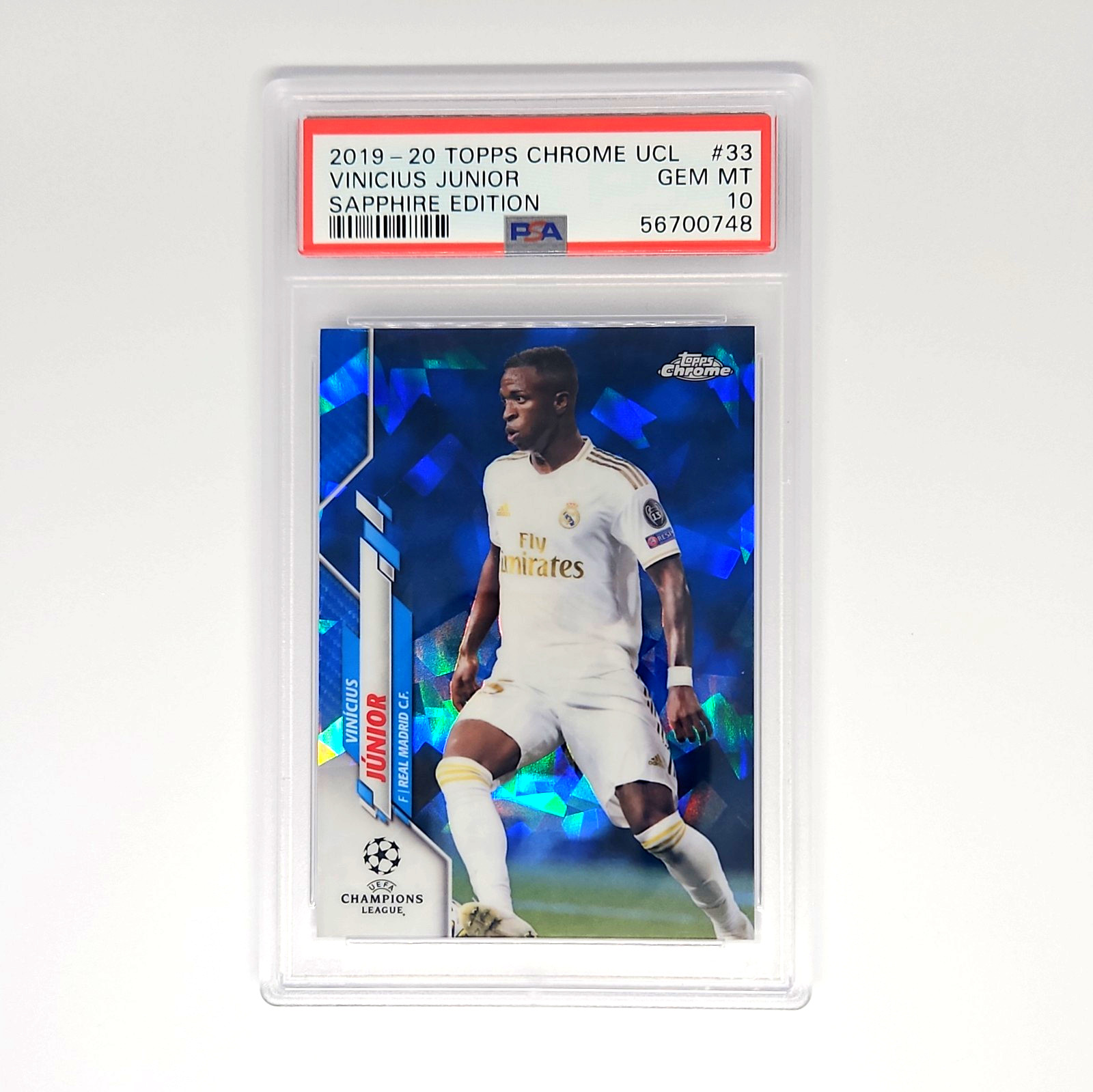 2019-20 Topps Chrome UCL Sapphire Edition #33 Vinicius Junior PSA 10 GEM MT