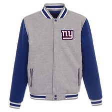 NFL New York Giants Reversible Full Snap Fleece Jacket JHD 2 Front Logos