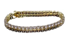 yellow gold over 925 silver tennis bracelet with lab created diamonds 8” long