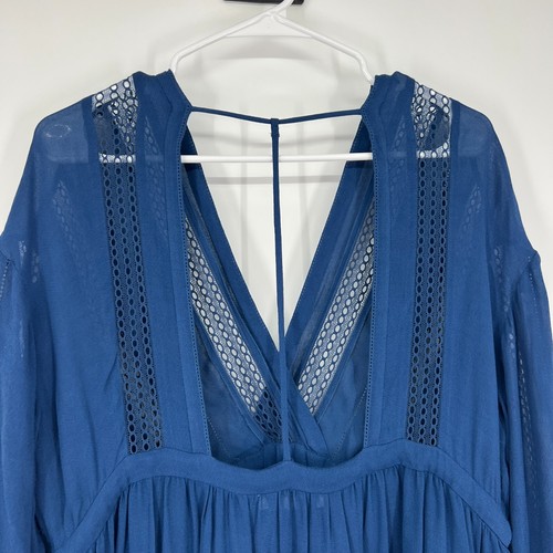 IRO Kleid Damen Größe 38/6 Fandy Blau V-Ausschnitt 3/4 Arm Stufen Rüschen Mini Fließend - Bild 10 von 12