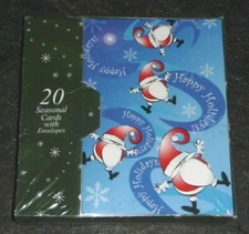 BOX Set of 20 Holiday Merry Christmas Greeting Cards Santa "Happy Holidays" NEW