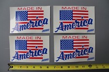 Made In America Clear USA Flag McKibben 80's Original Vintage STICKER - Lot of 4