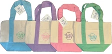 Trader Joe's Pastel Canvas Tote Bags LIMITED EDITION SET OF 4 NWT