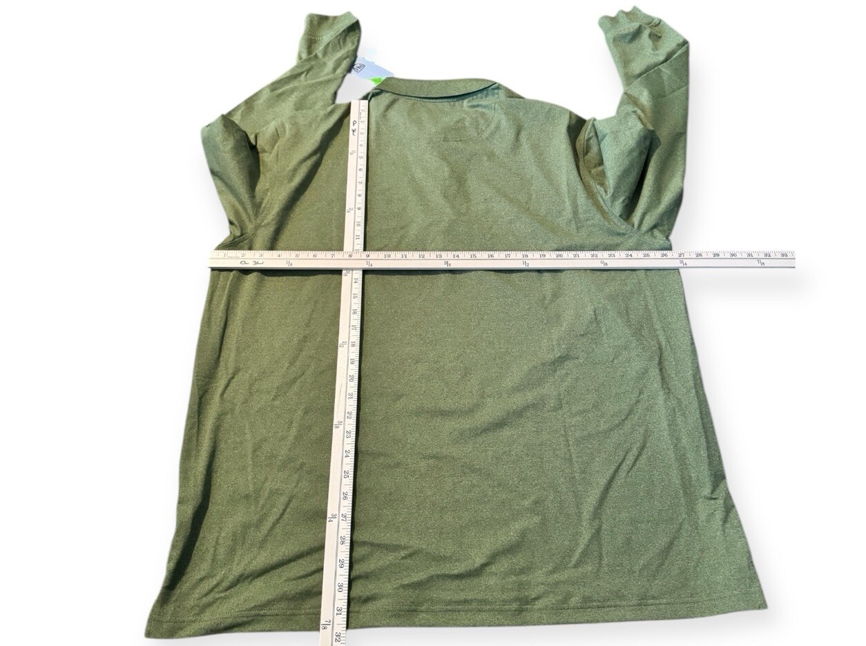 NWT Walter Hagen 1/4 Button L/S Men XXL Green Lightweight 80 UPF Pullover Collar image 2