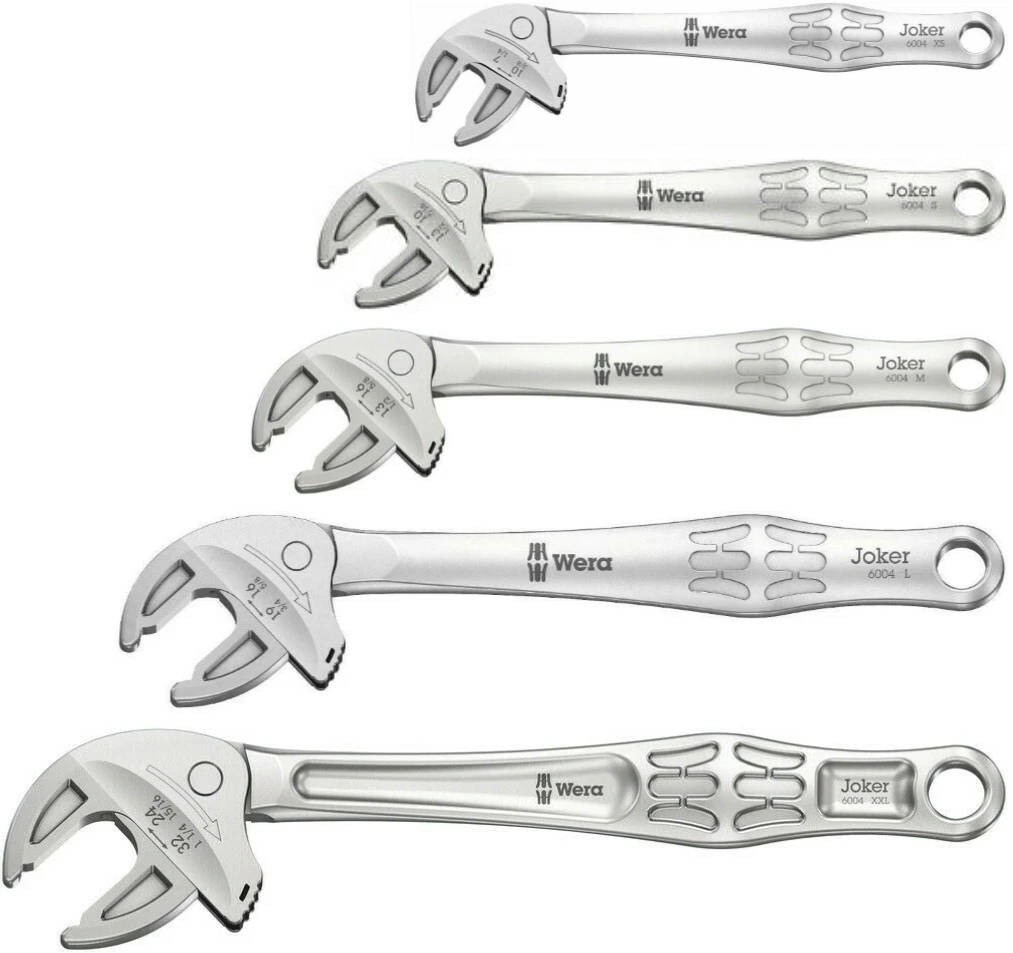 Wera JOKER 6004 5pce XS,S M,L & XXL 7-32mm Self-Setting Adjustable Spanner  Set