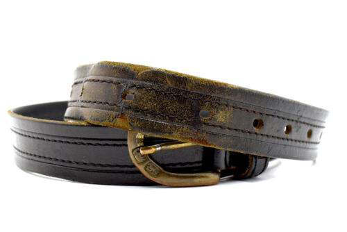 El Campero cintura uomo vintage pelle cintura jeans nero marrone taglia 38 - Foto 4 di 7